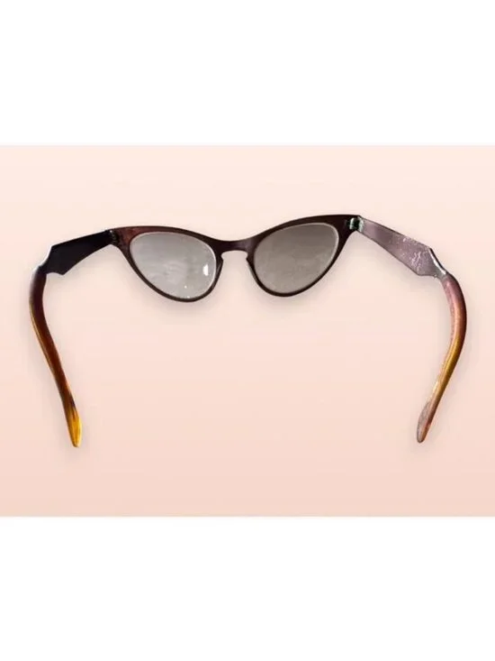Vintage 1950s Art-Craft Aluminum Cat Eye Glasses – Frames with Floral Inlay - Picture 5 of 10